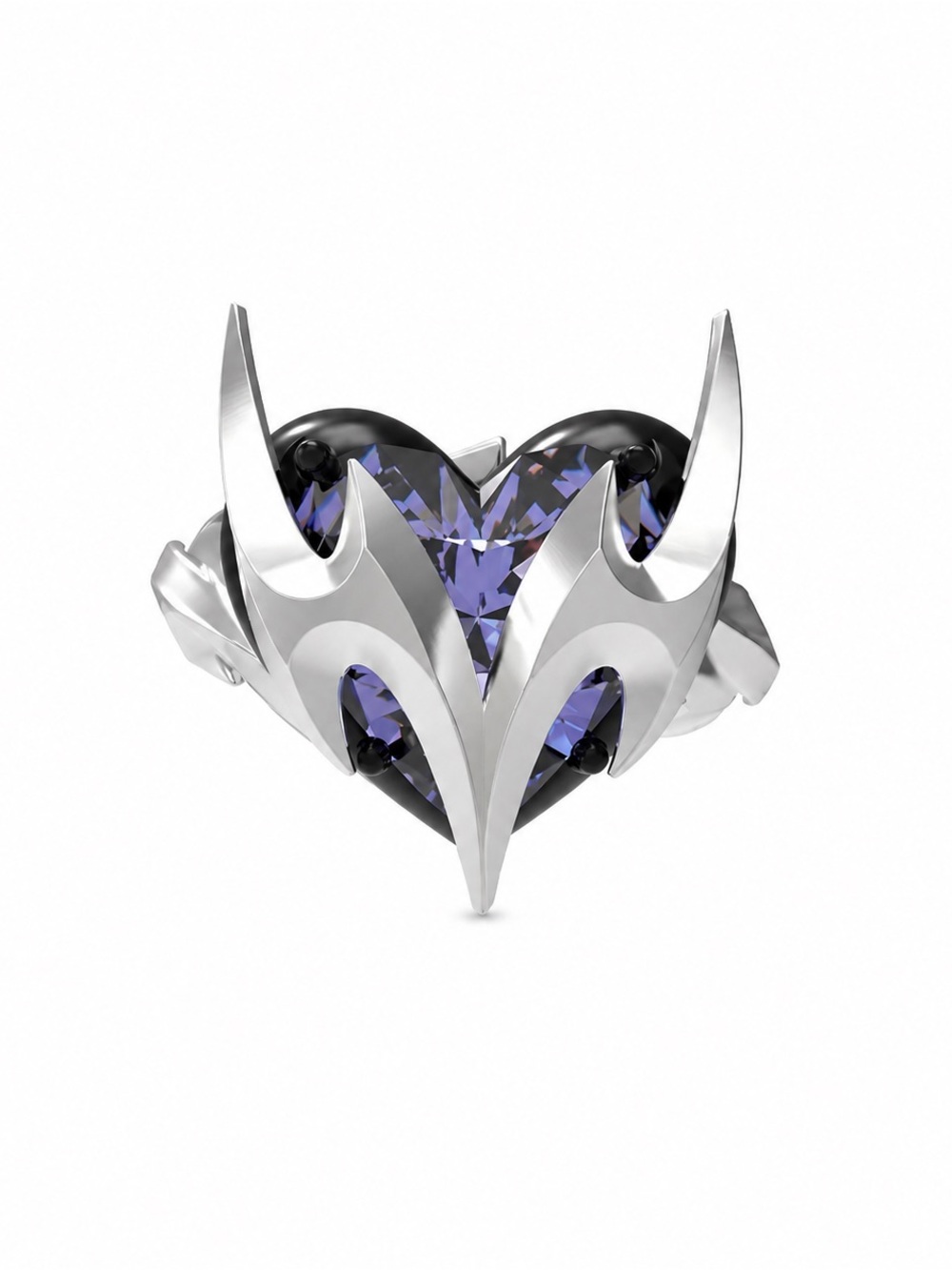 Noctis Heart Ring | Gothic Heart Ring | Dark Romance Crystal Ring -open ring